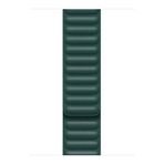 Microsonic Apple Watch Series 8 41 mm için Leather Link Band Koyu Yeşil Kordon