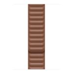 Microsonic Apple Watch Series 8 45 mm için Leather Link Band Kahverengi Kordon