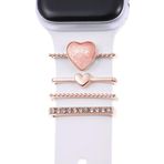 Microsonic Apple Watch Ultra 2 Charm İnci Kalp Rose Gold Kordon Süsü