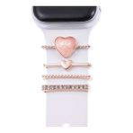 Microsonic Apple Watch Ultra Charm İnci Kalp Rose Gold Kordon Süsü