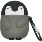 Microsonic Arpds 1. Nesil / 2. Nesil Kılıf Cartoon Figürlü Silikon Crtn-Fgr-Pngn - Koyu Gri - AirPods 1 / 2