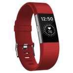 Microsonic Fitbit Charge 2 için Silicone Sport Band Kırmızı Kordon