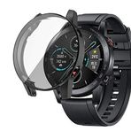 Microsonic Huawei Honor Magic Watch 2 46mm için Kılıf 360 Full Round Soft Silicone Siyah [Honor Watch Magic 2 46mm ile Uyumlu Kılıf - Siyah]