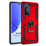 Microsonic Huawei Nova 9 SE Military Ring Holder Kırmızı Cep Telefonu Kılıfı