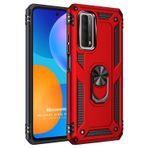 Microsonic Huawei P Smart 2021 Military Ring Holder Kırmızı Cep Telefonu Kılıfı