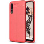 Microsonic Huawei P20 Pro Deri Dokulu Silikon Kırmızı Kılıf
