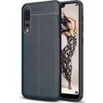 Microsonic Huawei P20 Pro Deri Dokulu Silikon Lacivert Kılıf