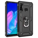 Microsonic Huawei P40 Lite E Military Ring Holder Siyah Cep Telefonu Kılıfı