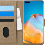 Microsonic Huawei P40 Pro Fabric Book Wallet Gold Cep Telefonu Kılıfı