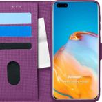 Microsonic Huawei P40 Pro Fabric Book Wallet Mor Cep Telefonu Kılıfı