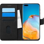 Microsonic Huawei P40 Pro Fabric Book Wallet Siyah Cep Telefonu Kılıfı