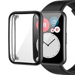 Microsonic Huawei Watch Fit için Kılıf 360 Full Round Soft Silicone Siyah [Watch Fit ile Uyumlu Kılıf - Siyah]