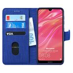 Microsonic Huawei Y7 2019 için Kılıf Fabric Book Wallet Lacivert [Y7 2019 ile Uyumlu Kılıf - Lacivert]