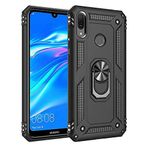 Microsonic Huawei Y7 2019 için Kılıf Military Ring Holder Siyah [Y7 2019 ile Uyumlu Kılıf - Siyah]