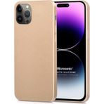 Microsonic Matte Silicone Apple iPhone 14 Pro Max Gold Cep Telefon Kılıfı