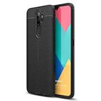 Microsonic Oppo A5 2020 için Kılıf Deri Dokulu Silikon Siyah [A5 2020 ile Uyumlu Kılıf - Siyah]