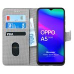 Microsonic Oppo A5 2020 için Kılıf Fabric Book Wallet Gri [A5 2020 ile Uyumlu Kılıf - Gri]
