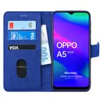 Microsonic Oppo A5 2020 için Kılıf Fabric Book Wallet Lacivert [A5 2020 ile Uyumlu Kılıf - Lacivert]