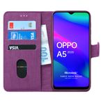 Microsonic Oppo A5 2020 için Kılıf Fabric Book Wallet Mor [A5 2020 ile Uyumlu Kılıf - Mor]