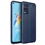 Microsonic Oppo A54 4G Deri Dokulu Silikon Lacivert Cep Telefonu Kılıfı