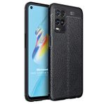 Microsonic Oppo A54 4G Deri Dokulu Silikon Siyah Cep Telefonu Kılıfı