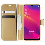Microsonic Oppo A9 2020 için Kılıf Delux Leather Wallet Gold [A9 2020 ile Uyumlu Kılıf - Gold]