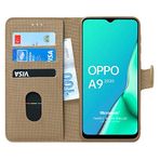 Microsonic Oppo A9 2020 için Kılıf Fabric Book Wallet Gold [A9 2020 ile Uyumlu Kılıf - Gold]