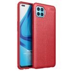 Microsonic Oppo Reno 4 Lite Deri Dokulu Silikon Kırmızı Cep Telefonu Kılıfı