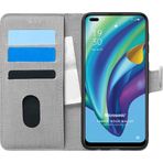 Microsonic Oppo Reno 4 Lite Fabric Book Wallet Gri Cep Telefonu Kılıfı