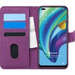 Microsonic Oppo Reno 4 Lite Fabric Book Wallet Mor Cep Telefonu Kılıfı