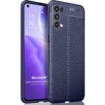Microsonic Oppo Reno 5 5G Deri Dokulu Silikon Lacivert Kılıf