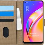 Microsonic Oppo Reno 5 Lite Fabric Book Wallet Gold Cep Telefonu Kılıfı
