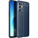 Microsonic Oppo Reno 6 4G Deri Dokulu Silikon Lacivert Kılıf