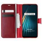 Microsonic Realme 5i için Kılıf Delux Leather Wallet Kırmızı [Realme 5i ile Uyumlu Kılıf - Kırmızı]