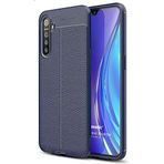 Microsonic Realme 5i için Kılıf Deri Dokulu Silikon Lacivert [Realme 5i ile Uyumlu Kılıf - Lacivert]