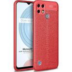 Microsonic Realme C21 Deri Dokulu Silikon Kırmızı Kılıf
