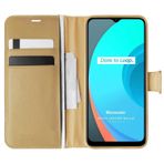 Microsonic Realme C21 için Kılıf Delux Leather Wallet Gold [Realme C21 ile Uyumlu Kılıf - Gold]