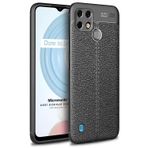 Microsonic Realme C21 için Kılıf Deri Dokulu Silikon Siyah [Realme C21 ile Uyumlu Kılıf - Siyah]