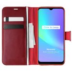 Microsonic Realme C25s için Kılıf Delux Leather Wallet Kırmızı [Realme C25s ile Uyumlu Kılıf - Kırmızı]