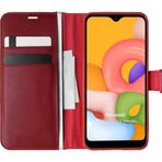 Microsonic Samsung Galaxy A01 Delux Leather Wallet Kırmızı Kılıf