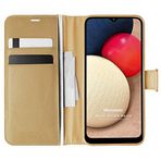 Microsonic Samsung Galaxy A02s için Kılıf Delux Leather Wallet Gold [Galaxy A02s ile Uyumlu Kılıf - Gold]