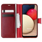 Microsonic Samsung Galaxy A02s için Kılıf Delux Leather Wallet Kırmızı [Galaxy A02s ile Uyumlu Kılıf - Kırmızı]