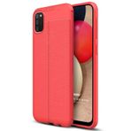 Microsonic Samsung Galaxy A02s için Kılıf Deri Dokulu Silikon Kırmızı [Galaxy A02s ile Uyumlu Kılıf - Kırmızı]