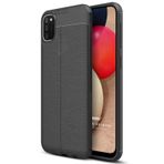 Microsonic Samsung Galaxy A02s için Kılıf Deri Dokulu Silikon Siyah [Galaxy A02s ile Uyumlu Kılıf - Siyah]