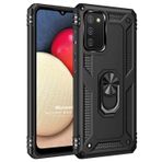Microsonic Samsung Galaxy A02s için Kılıf Military Ring Holder Siyah [Galaxy A02s ile Uyumlu Kılıf - Siyah]
