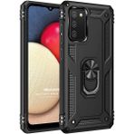 Microsonic Samsung Galaxy A02S Military Ring Holder Siyah Kılıf