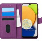 Microsonic Samsung Galaxy A03 Fabric Book Wallet Mor Kılıf