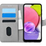 Microsonic Samsung Galaxy A03S Fabric Book Wallet Gri Kılıf