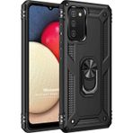 Microsonic Samsung Galaxy A03S Military Ring Holder Siyah Kılıf
