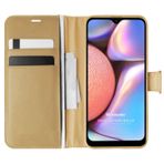 Microsonic Samsung Galaxy A10s için Kılıf Delux Leather Wallet Gold [Galaxy A10s ile Uyumlu Kılıf - Gold]